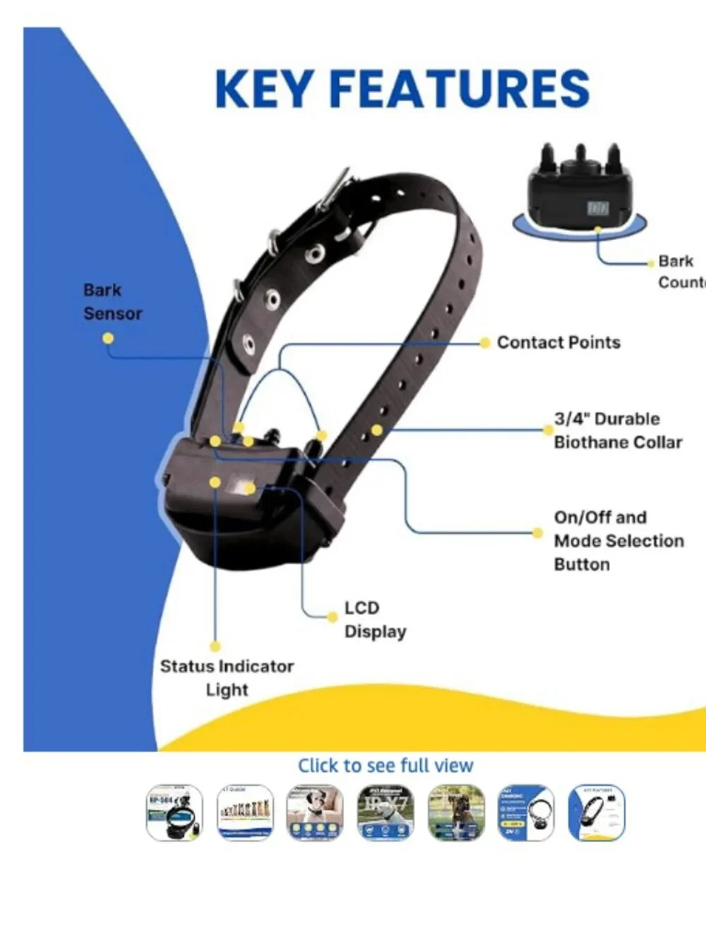 Educator BarkLess Pro BP-504 Waterproof No-Bark Dog Collar + Clicker